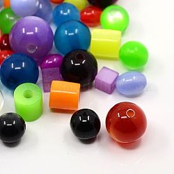 Resin Beads, Imitation Cat's Eye, Mixed Color, 6~15x6~15x6~15mm, Hole: 1~4mm