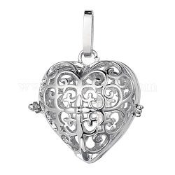 Латунные полый сердце клетки подвески, для ожерелья, без свинца, без никеля и без кадмия, платина, 27.5x27 мм, отверстие : 3.5x8 мм, внутренний диаметр: 21x22 мм
