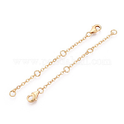 Brass Cable Chain Chain Extender, End Chains with Lobster Claw Clasps, Real 18K Gold Plated, 70~80x2mm
