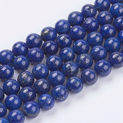 Lapislázuli natural (pegamento de color relleno) cordones de perlas, teñido, aa grado, redondo, 8mm, agujero: 0.8 mm, aproximamente 49 pcs / cadena, 15.3 pulgada