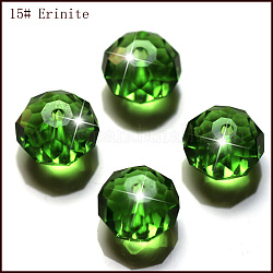 Imitazione branelli di cristallo austriaco, grado aaa, sfaccettato, rondelle, verde, 8x5.5mm, Foro: 0.9~1 mm