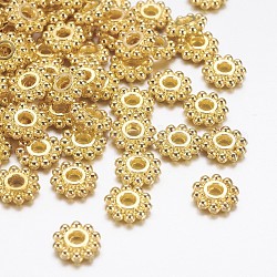 Gear Tibetan Style Alloy Spacer Beads, Lead Free & Cadmium Free & Nickel Free, Flower, Golden, 6.5mm, Hole: 2mm