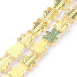 Trasparenti perle di vetro placca fili, ab colore placcato, orso, giallo, 9~9.5x8x2.5mm, Foro: 0.7 mm, circa 45pcs/filo, 16.46 pollice (41.8 cm)
