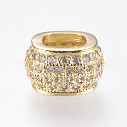 Messing Mikro ebnen Zirkonia Perlen, Viereck, echtes 18k vergoldet, 11x11x6.5 mm, Bohrung: 6x6 mm