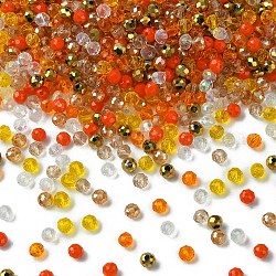 Perle di vetro, stile misto, rondelle sfaccettato, arancione, 4x3.5mm, Foro: 1 mm, circa 500pcs/scatola