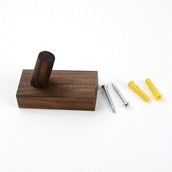 Crochet de cintre en bois, avec vis en fer et accessoires de cheville en plastique, brun coco, 80x40x58.5mm, Trou: 9x19.5mm