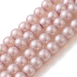 Chapelets de perles rondes en verre peint, perle rose, 6~7mm, Trou: 1mm, Environ 145 pcs/chapelet, 31.4 pouce