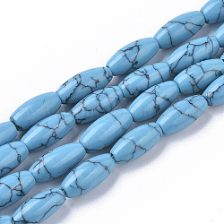 Chapelets de perles en turquoise synthétique, ovale, 12x5.5mm, Trou: 1mm, Environ 33~34 pcs/chapelet, 15.75 pouce (40 cm)