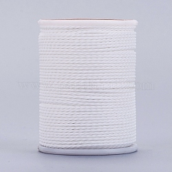 Cordon rond en polyester ciré, cordon ciré taiwan, cordon torsadé, blanc, 1mm, environ 12.02 yards (11 m)/rouleau