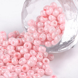 Perline semi di vetro, semi di colori opachi, tondo, roso, 4mm, foro:1.5mm, circa 1000pcs/100g