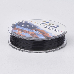 Cuerda de cristal elástica plana, Hilo de cuentas elástico, para hacer la pulsera elástica, negro, 0.4mm, alrededor de 16.4 yarda (15 m) / rollo