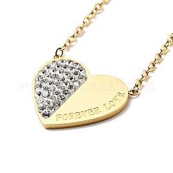 Collier pendentif coeur strass cristal avec mot amour pour toujours, placage ionique (ip) 304 bijoux en acier inoxydable pour femmes, or, 16.81 pouce (42.7 cm)