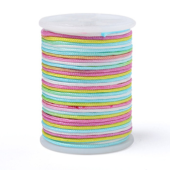 Hilo de poliéster teñido en segmentos, cordón trenzado, colorido, 1mm, alrededor de 7.65 yarda (7 m) / rollo
