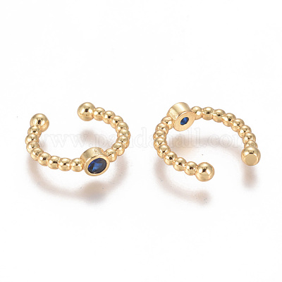 Серьги-манжеты с цирконом из позолоченной латуни EJEW-L244-05A-1