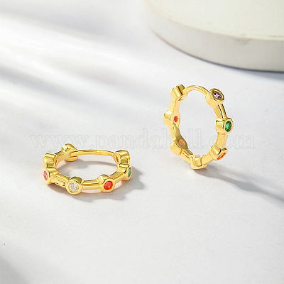 Серьги из стерлингового серебра с разноцветными радужными цирконами — подарок женщине на свидание в отпуске. GN0901-1