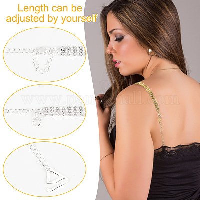 2 пара 2-х цветных 2-рядных цепочек со стразами для бюстгальтера с нескользящей отделкой FIND-GO0002-49-1