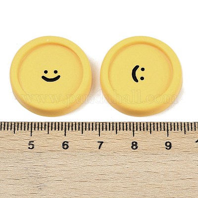 Кабошоны из смолы с изображением смайлика CRES-S372-01B-1