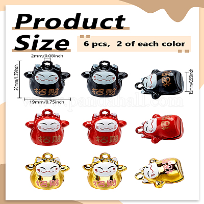 6 шт. 3-цветные подвески в форме кошки с эффектом выпечки из латуни&nbsp;KK-LP0004-63-1