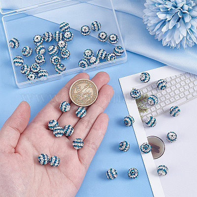 50 шт. бусины из полимерной глины со стразами PORC-OC0001-13B-1