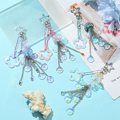 Брелки со стеклянными подвесками в виде медуз KEYC-FZ00012-1