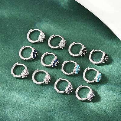 Латунные микро проложить серьги обруча кубического циркония EJEW-S277-07P-1