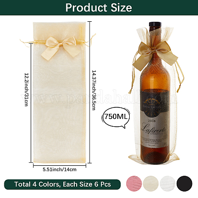 24 шт. двухцветные мешочки для хранения вина из органзы с завязками ABAG-BBC0001-28A-1