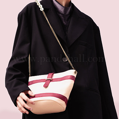 2 шт. 2 стиля пластиковых ремешков для сумок с бусинами из искусственного жемчуга DIY-WR0002-72G-1