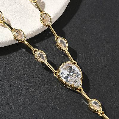 Ожерелья из латуни с прозрачными кубическими цирконами и паве NJEW-G183-06G-01-1