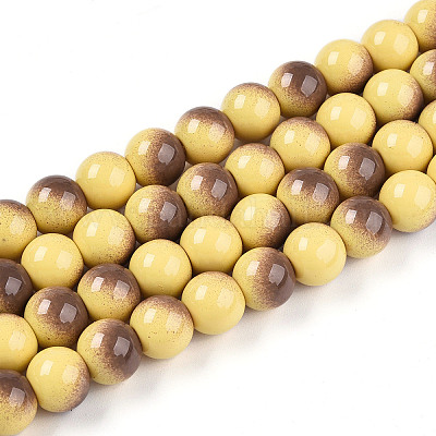 Выпечка окрашенные стеклянные бусины пряди X1-DGLA-N012-10mm-09-1