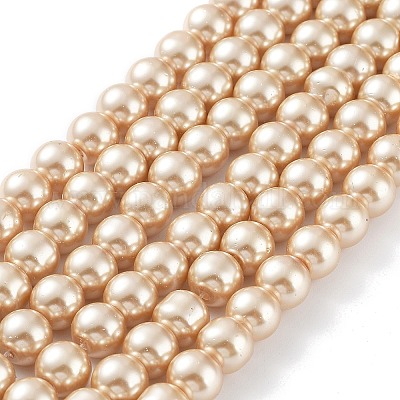 Выпечка окрашены перламутровый стекла жемчужные нити круглый шарик X-HY-Q330-8mm-42-1