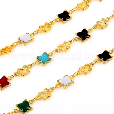 Цепи ручной работы из латуни с эмалированными звеньями CHC-F011-16-G-1