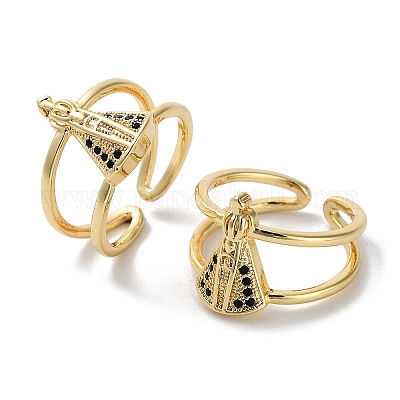 Открытые манжеты из латуни с микропаве и цирконием для женщин RJEW-E292-13G-1