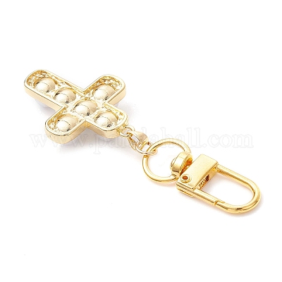 Подвеска с крестом из латуни и бусинами из искусственного жемчуга HJEW-JM03951-1