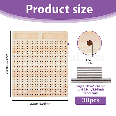 Прямоугольная деревянная доска для вязания крючком DIY-BC0013-51B-1