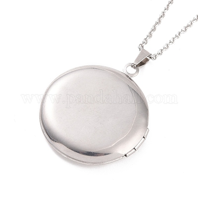 Не тускнеющие ожерелья с подвесками-медальонами из нержавеющей стали 304 NJEW-F239-02P-1