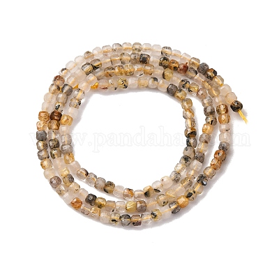 Нити бусин из натурального золота с рутилированным кварцем G-RM241221-K2-1