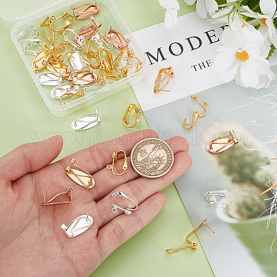 30 шт. 5 стиля фурнитуры для сережек-клипс из латуни FIND-GA0007-08-1