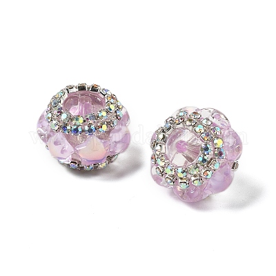 Акриловые бусины-рондели со стразами OACR-S048-02I-1