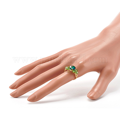 Гальванопластика граненые стеклянные бусины кольцо на палец X1-RJEW-TA00014-02-1