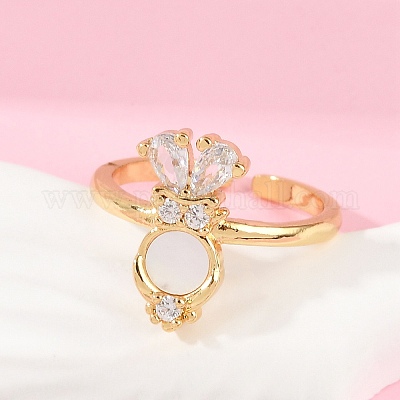 Открытые манжеты из латуни с микропаве из прозрачных кубических цирконий RJEW-G343-02G-1