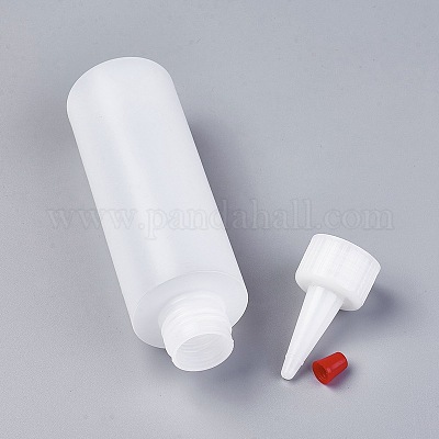PandaHall Elite Plastic Glue Bottles, Bottle Caps Through-hole, White,  4.1x16.3cm, capacity: 120ml, 12pcs/set