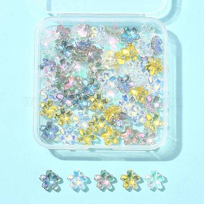 70 шт. 5-цветные прозрачные гальванические стеклянные колпачки для бусин EGLA-FS0001-55-1