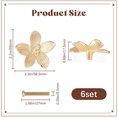 6 комплект ручек для ящиков из цинкового сплава в форме цветка FIND-CN0001-61-1