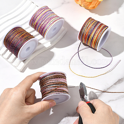 4 рулон 4-цветного сегментно окрашенного круглого нейлонового шнура с китайским узлом WCOR-SC0001-02B-1