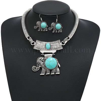 Ожерелья и серьги-подвески из сплава слонов и смолы FS-WG854C5-02-1