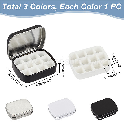 3 набор из 3-х цветных железных баночек для хранения акварельных красок и лака для ногтей&nbsp;AJEW-PH0011-08-WH-1