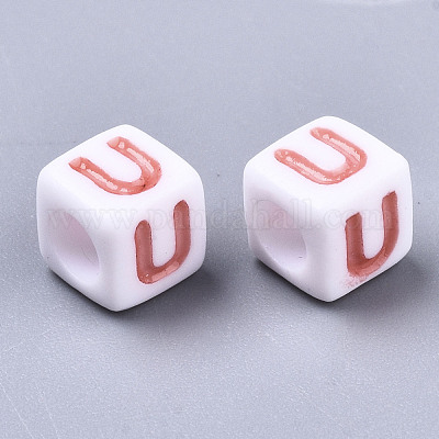 Непрозрачные белые акриловые бусины SACR-R252-02U-1