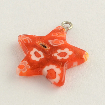 Стеклянные подвески миллефиори ручной работы с железной платиной LK-R005-12-1