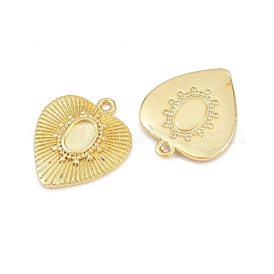 Подвеска в форме сердца из латуни с кабошоном KK-H093-10G-1