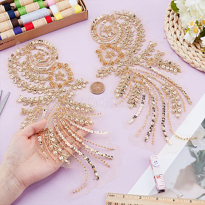 Полиэстер с блестящей вышивкой пришиваем нашивки на одежду PATC-WH0024-010-1